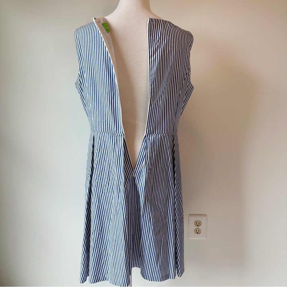 Pappagallo Blue White Fit & Flare Sleeveless Dress Nautical Preppy, size Medium - Picture 5 of 16